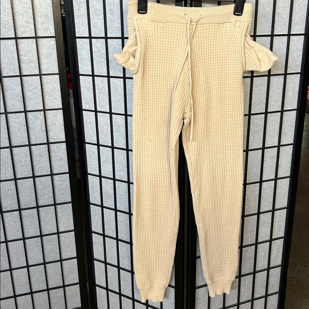NIA Cream Waffle Knit Joggers